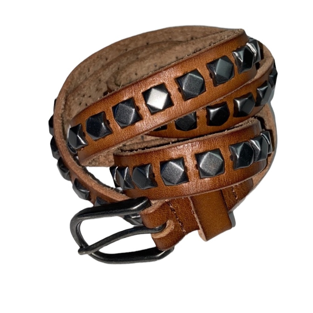 CowboysBelt Thin Studded Belt Leather Skinny Belt